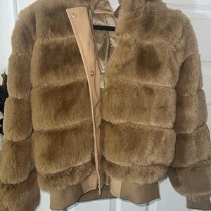 Worn Once! -Red Marine Cozy Brown Teddy Jacket: Size SM